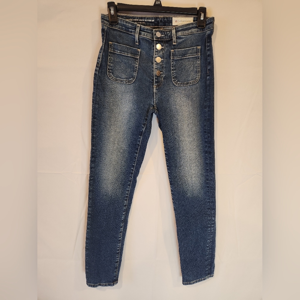 Adriano Goldshmied Anthropogie Vintage Stevie Ankle Button Fly Dark Jean Size 27